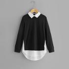 Shein Girls Zip Back Contrast Collar Sweatshirt