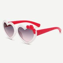 Shein Girls Flower Decor Heart Shaped Sunglasses