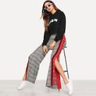 Shein Contrast Tape Snap Button Side Plaid Pants