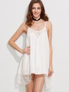 Shein White Lace Trim Cami Dress