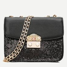 Shein Sequin Panel Chain Shoulder Bag