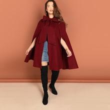 Shein Plus Bow Tie Neck Cape Coat