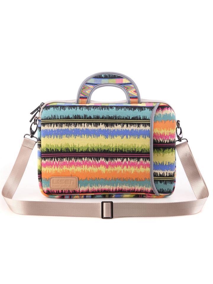 Shein 15 Colorful Striped Canvas Laptop Bag