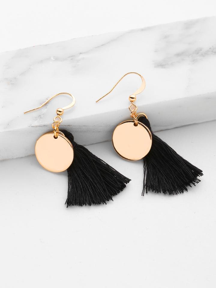 Shein Tassel & Sequin Design Drop Earrings