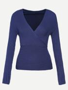 Shein Navy Deep V Neck Ribbed Sweater