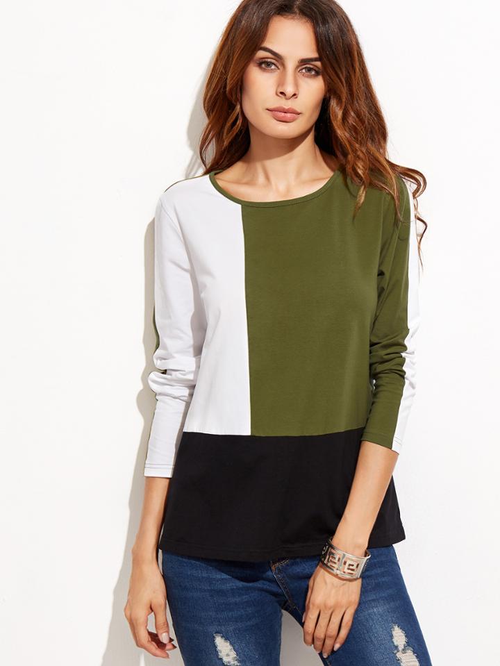 Shein Color Block Long Sleeve T-shirt