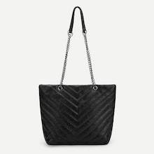 Shein Chevron Detail Chain Tote Bag