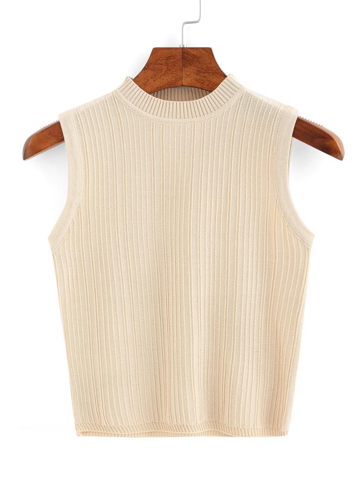 Shein Mock Neck Ribbed Sweater Vest