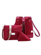 Shein Plain Nylon 3pcs Bag Set - Red