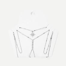 Shein Rhinestone Detail Chain Body Harness With Necklace