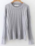 Shein Grey Ribbed Bell Sleeve Sweater