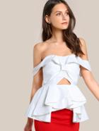 Shein Foldover Off Shoulder Cutout Midriff Ruffle Top