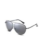 Shein Dark Grey Frame Double Bridge Mirrored Aviator Sunglasses