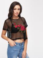 Shein Embroidery Patch Fishnet Top