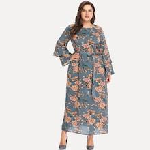Shein Plus Floral Print Self Tie Waist Dress