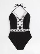 Shein Crochet Trim Plunge Swimsuit