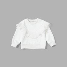 Shein Toddler Girls Pom Pom Trim Solid Sweatshirt