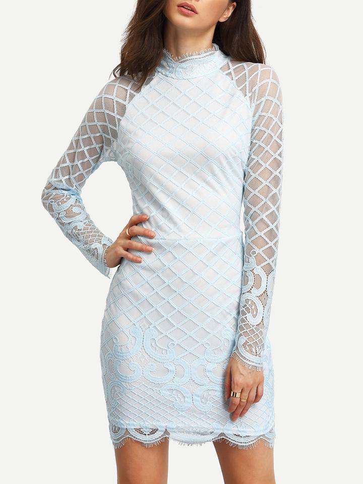 Shein Blue High Neck Bodycon Dress