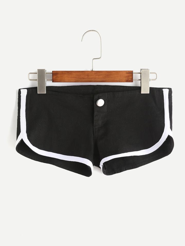 Shein Contrast Trim Dolphin Hem Shorts