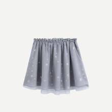 Shein Girls Star Mesh Overlay Frill Trim Skirt