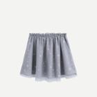 Shein Girls Star Mesh Overlay Frill Trim Skirt