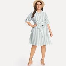 Shein Plus Two Tone Drawstring Waist Dress