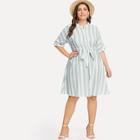 Shein Plus Two Tone Drawstring Waist Dress