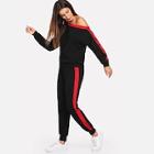 Shein Asymmetrical Neck Button Side Top And Sweatpants Set