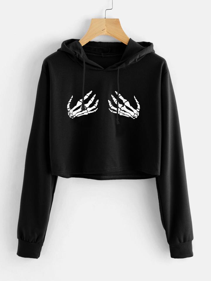 Shein Hand Print Crop Hoodie