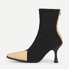 Shein Contrast Toe Flared Heel Boots