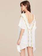 Shein Hollow Out Crochet Panel Tassel Trim Beach Kaftan