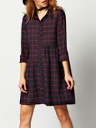 Shein Black Red Long Sleeve Plaid Shirt Dress