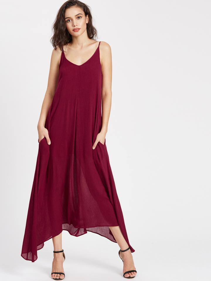 Shein Double V Neck Hanky Hem Cami Dress