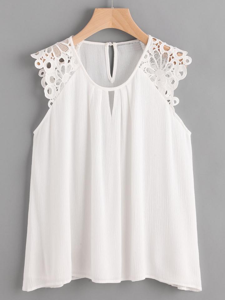 Shein Crochet Trim Chiffon Tank Top