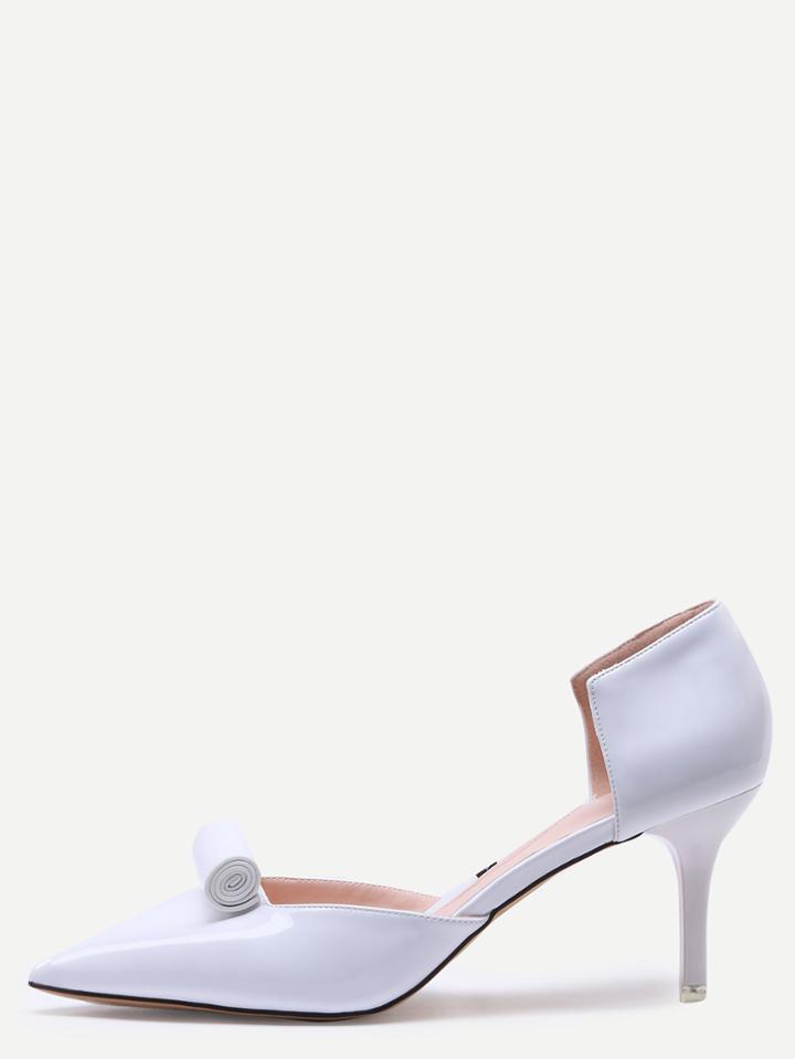 Shein White Pointed Toe Roll Block Stiletto Heels
