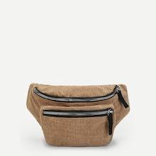 Shein Double Zipper Corduroy Bum Bag
