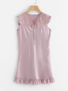 Shein Bow Detail Ruffle Trim Dress