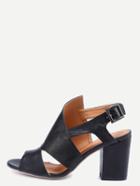 Shein Cutout High Vamp Block Heel Sandals - Black