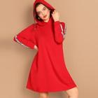 Shein Plus Letter Tape Side Hooded Sweatshirt Dress