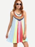 Shein Multicolor Striped Print Sleeveless Shift Dress