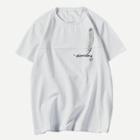 Shein Men Letter Embroidery Feather Print Tee