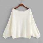 Shein Boat Neck Solid Batwing Jumper