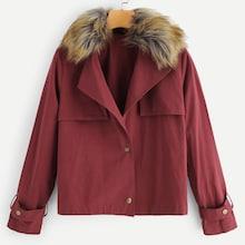 Shein Button Front Faux Fur Jacket