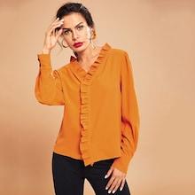 Shein V Neck Frilled Trim Blouse