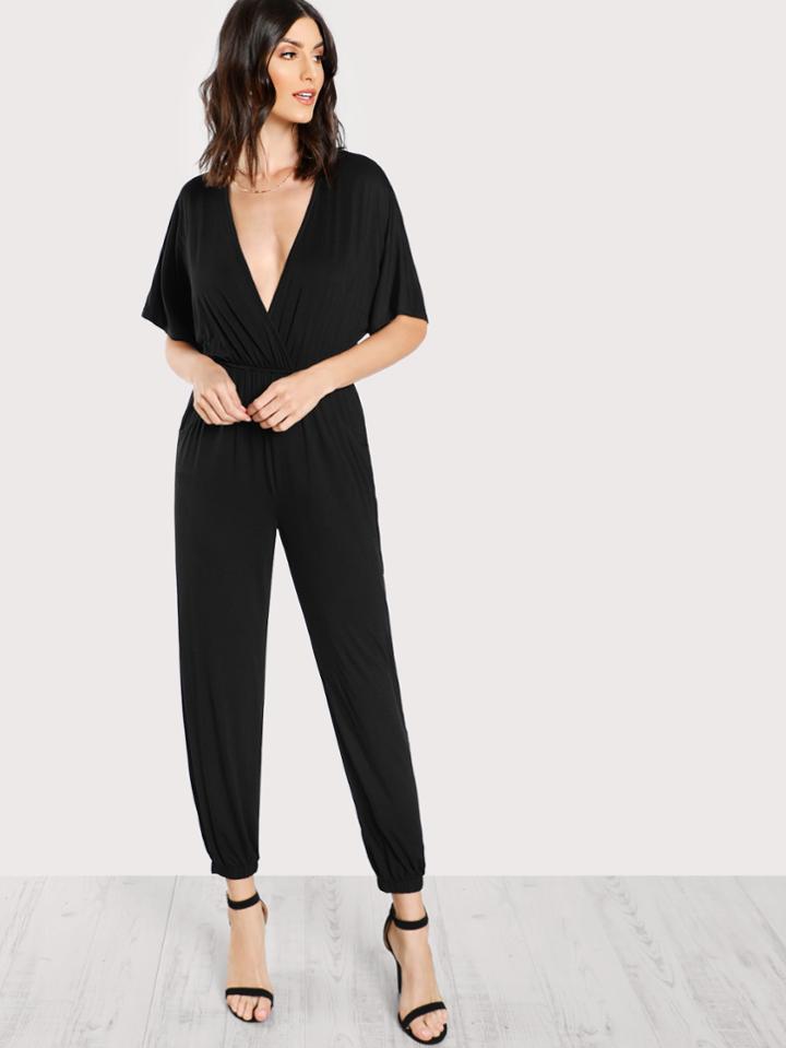 Shein Elastic Waist And Leg Kimono Jumpsuit