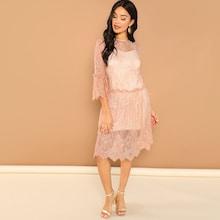 Shein Frill Trim Lace Dress With Cami