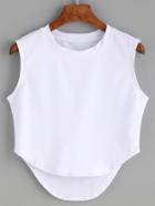 Shein White Curved Hem High Low Tank Top