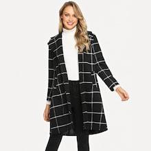 Shein Self Tie Plaid Coat