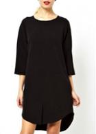 Rosewe Chic Round Neck Half Sleeve Sold Black Mini Dress