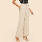 Shein Wide Waist Frayed Trim Palazzo Pants
